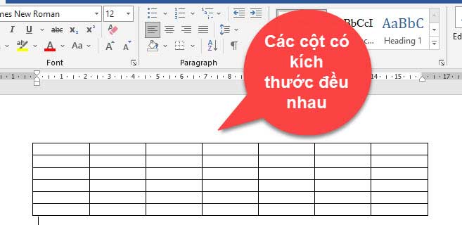 cách chỉnh kích thước cột bằng nhau