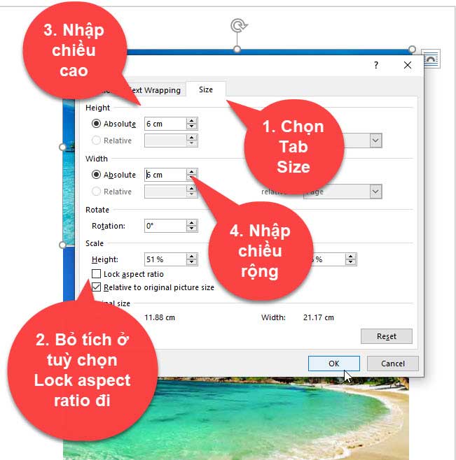 Cách chỉnh kích thước hình ảnh trong word