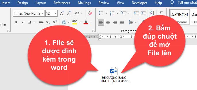 đính kèm file trong word