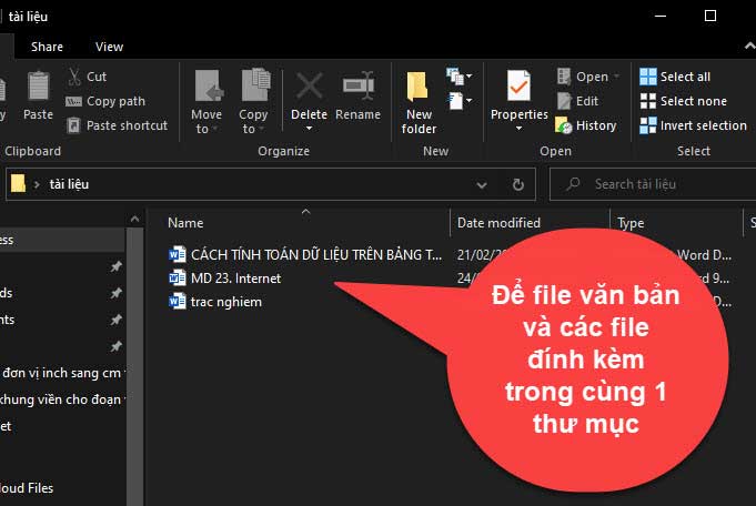 đính kèm file trong word