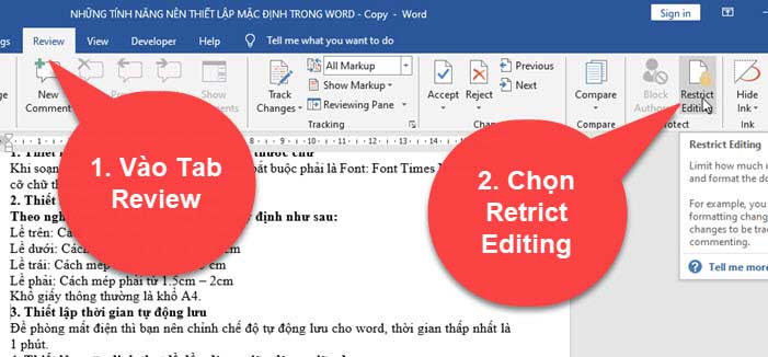 Cách khoá dữ liệu trong word