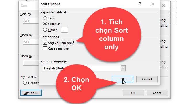 cách sắp xếp họ tên trong word