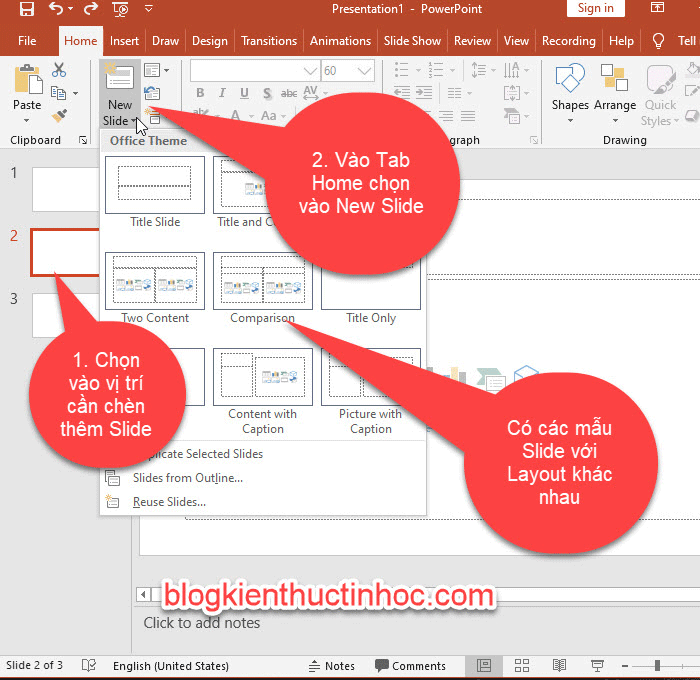 Cách thêm Slide mới