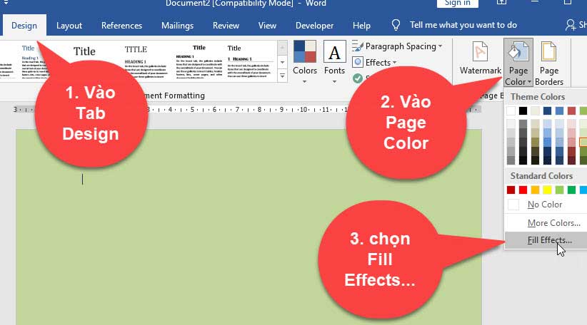 Cách tô màu nền trong word