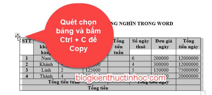 cách xoay bảng biểu trong word