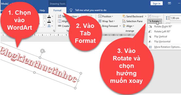 Cách xoay chữ trong word