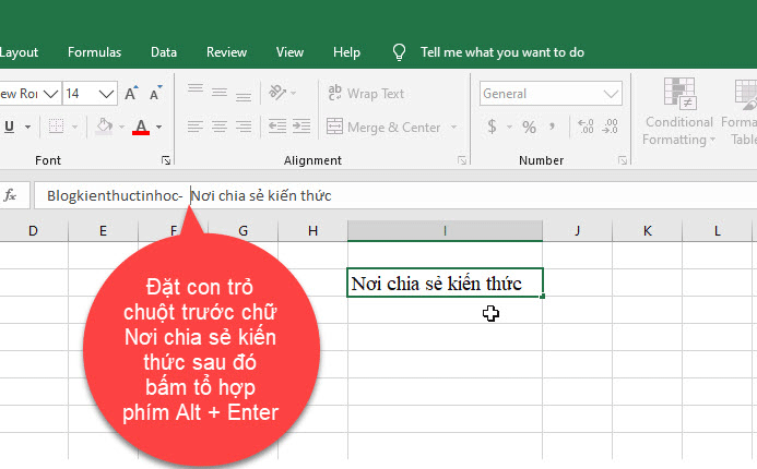 Cách xuống hàng trong Excel