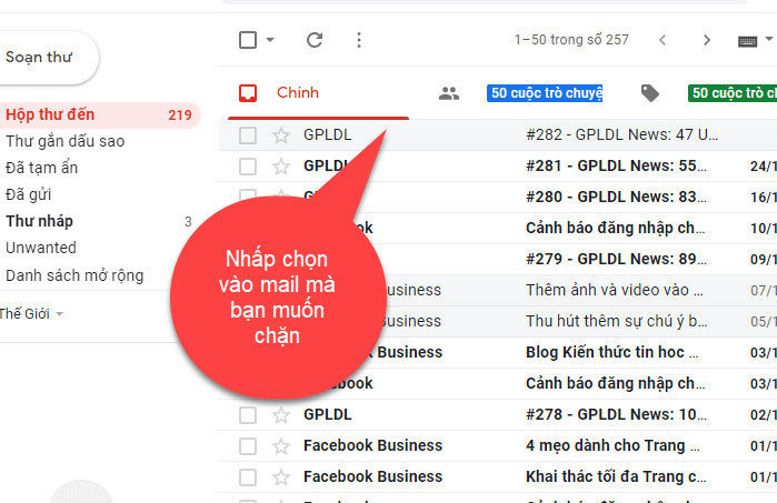 Chọn vào 1 địa chỉ cần chặn