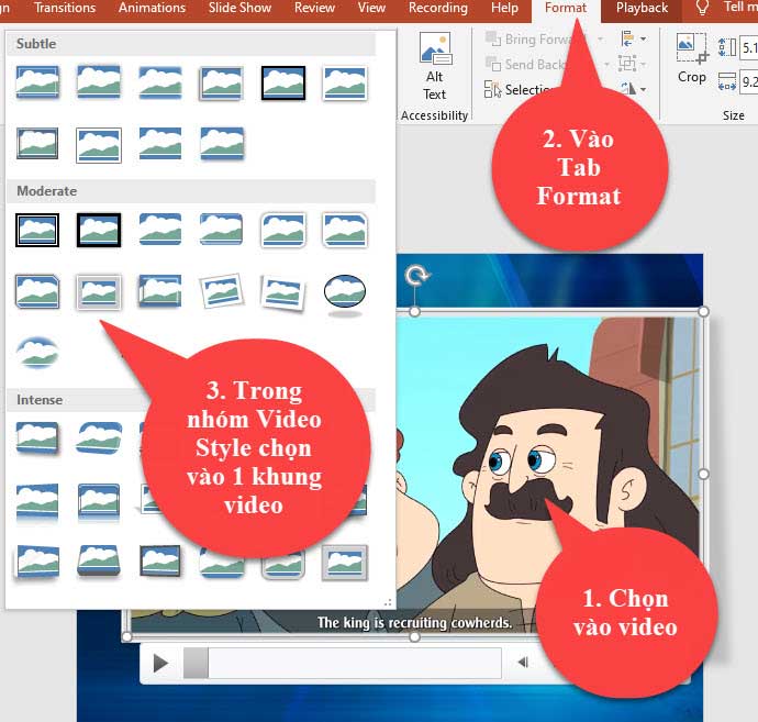 Chèn khung vào video trong Powerpoint