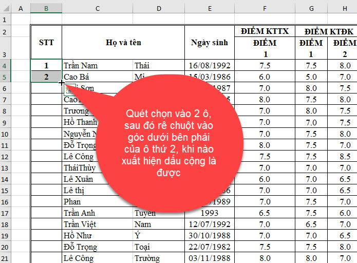 cách đánh số thứ tự trong excel