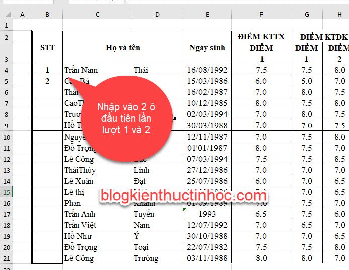 đánh số tự động