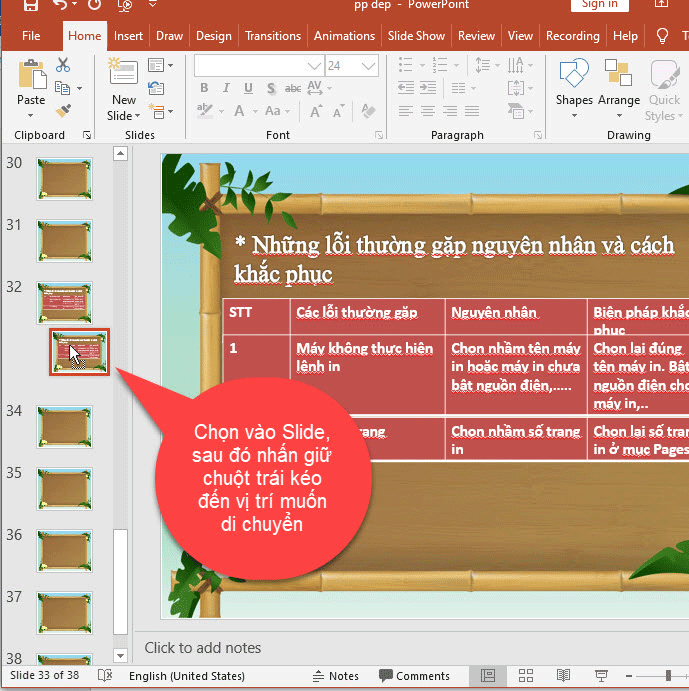 Cách di chuyển slide trong Powerpoint