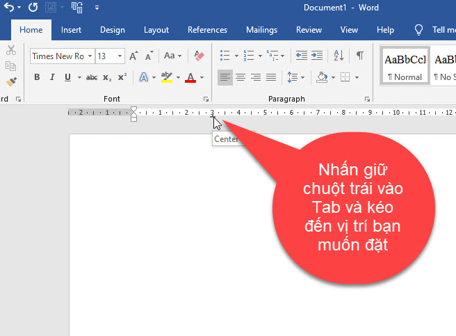 Di chuyển Tab trong word