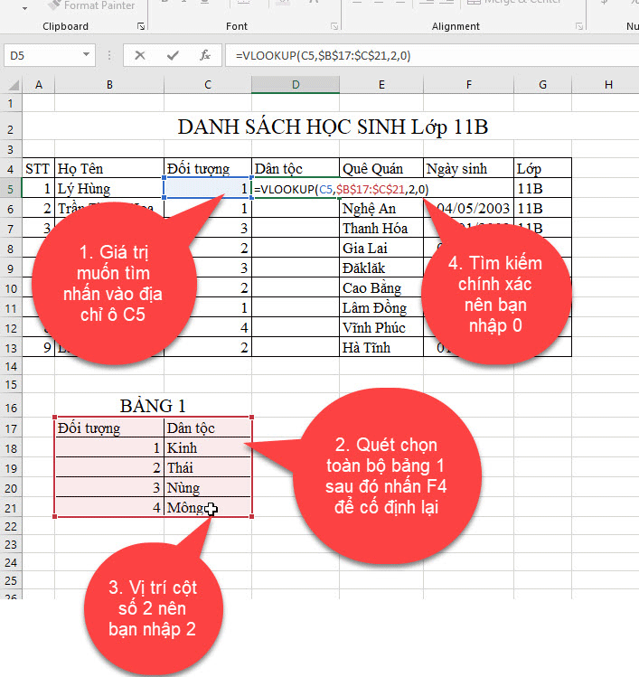 Hướng dẫn hàm Vlookup