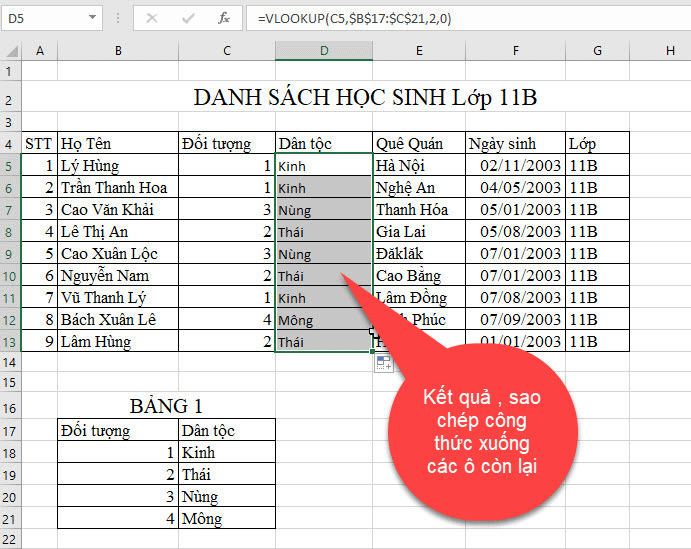 Hướng dẫn hàm Vlookup