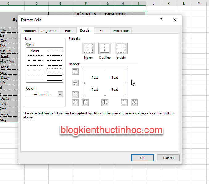 Kẻ bảng trong excel