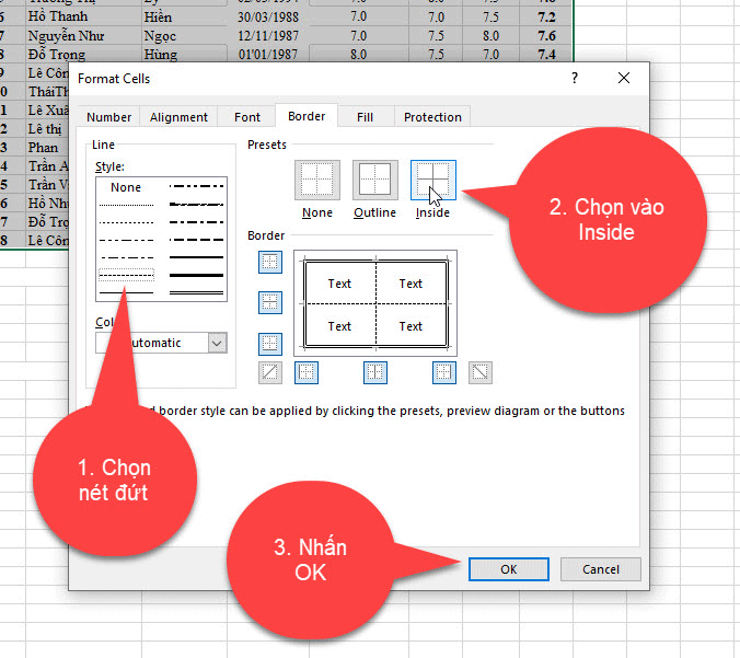 Kẻ khung bên trong excel