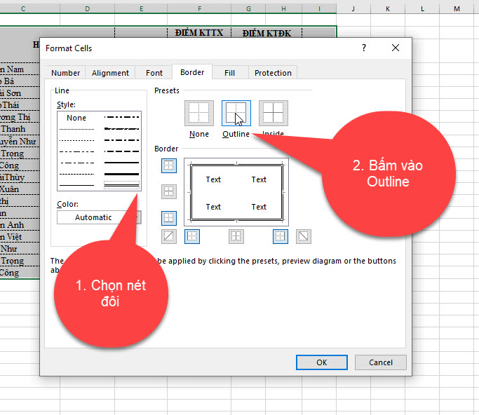 Kẻ khung ngoài Excel