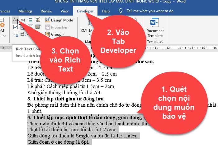 khoá dữ liệu trong word