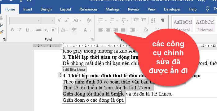 khoá dữ liệu trong word