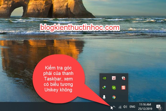 Kiểm tra Unikey được bật lên chưa