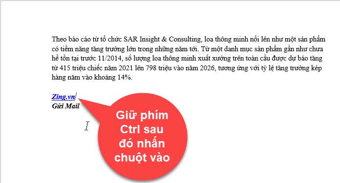 mở liên kết trong word