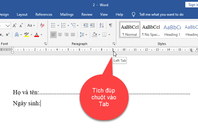 Sử dụng Tab trong word