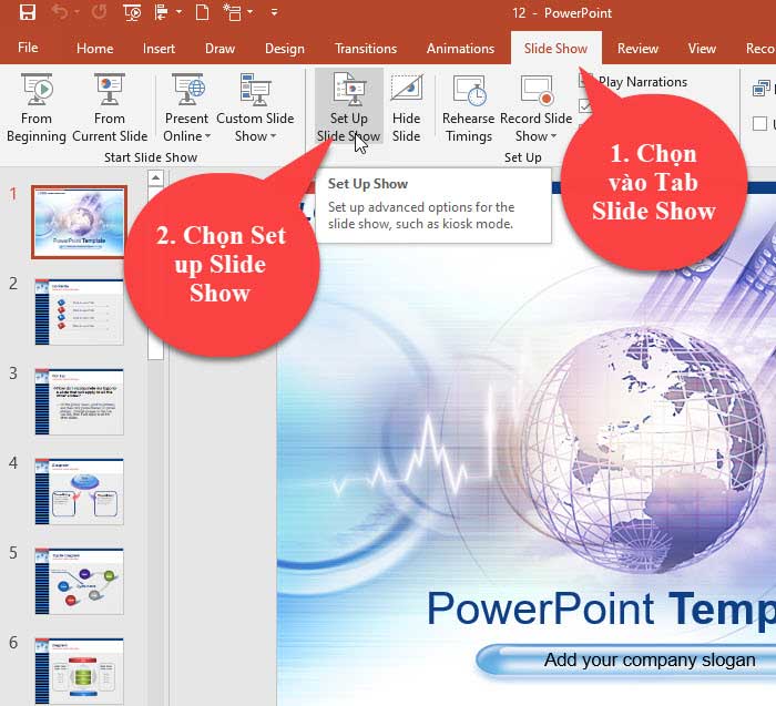 Thiết lập slide tự động chạy