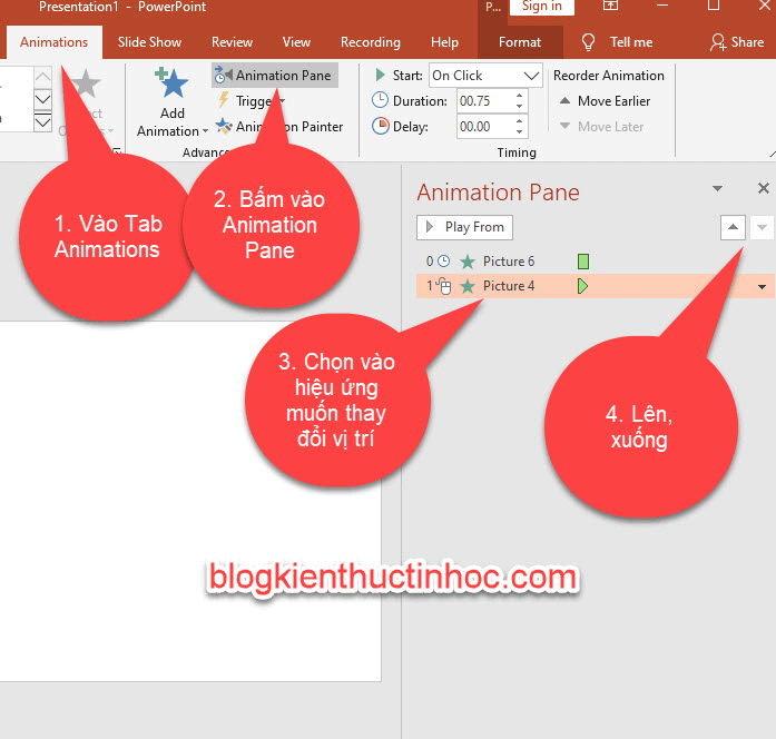 Sắp xếp hiệu ứng trong Powerpoint