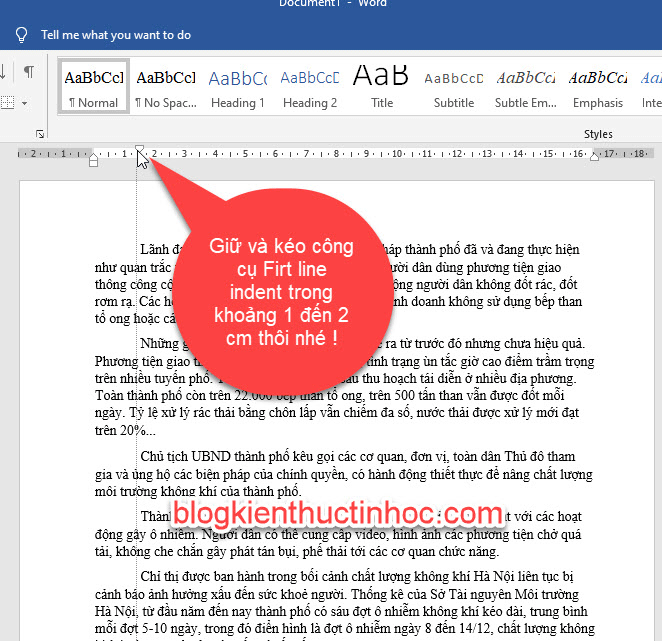 Thụt lề dòng đầu tiên