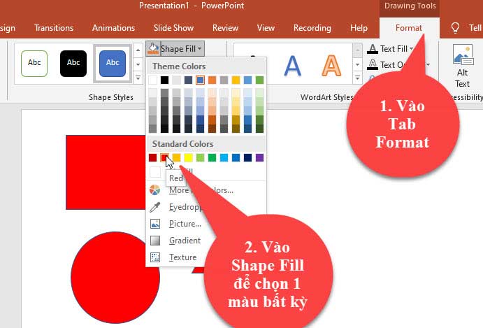 Tô màu cho hình vẽ trong powerpoint