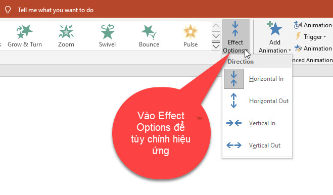 tùy chỉnh hiệu ứng trong powerpoint