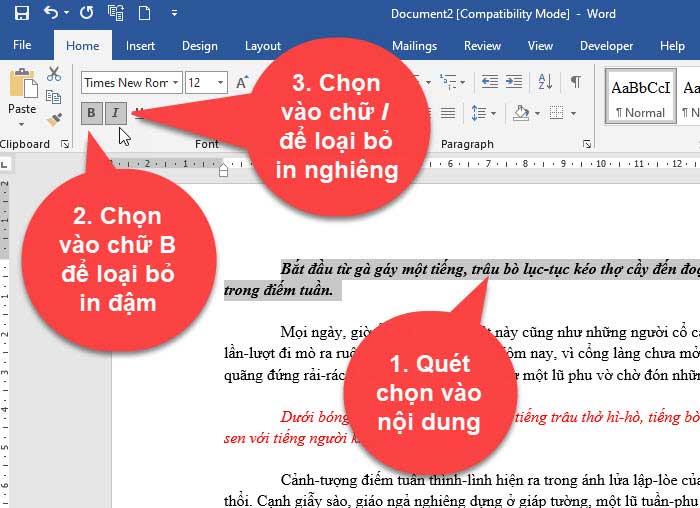 Cách xoá định dạng trong word