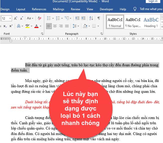 xoá mọi định dang trong word