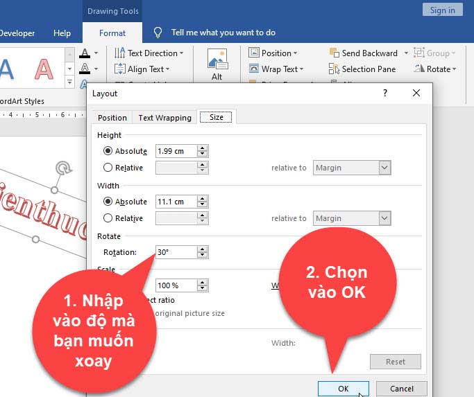 xoay chữ trong word